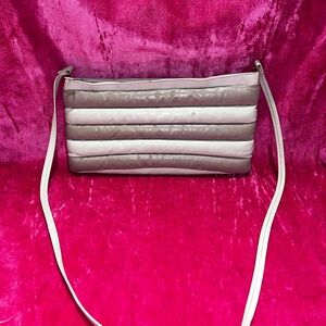 Vintage 80s stripped puff LEATHER CROSSBODY Bag